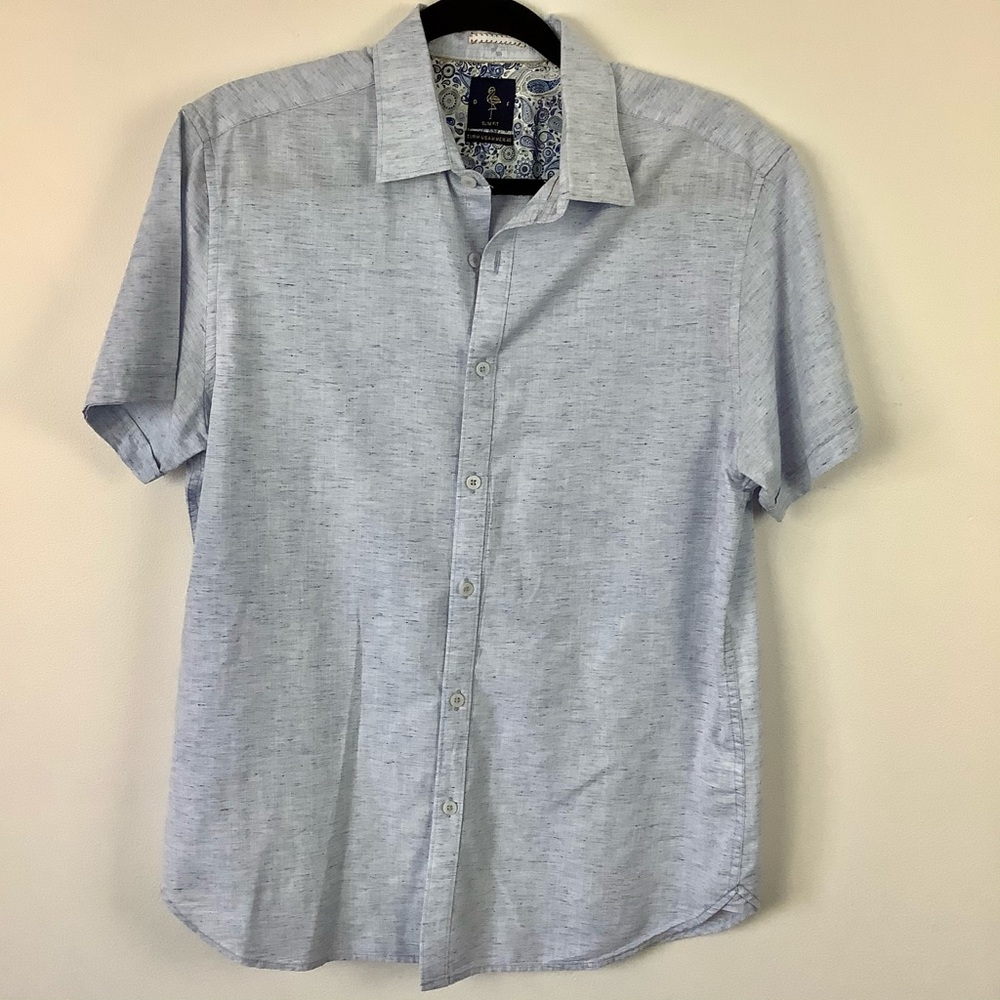 DENIM & FLORAL UNTUCKED SLIM FIT CASUAL SHIRT